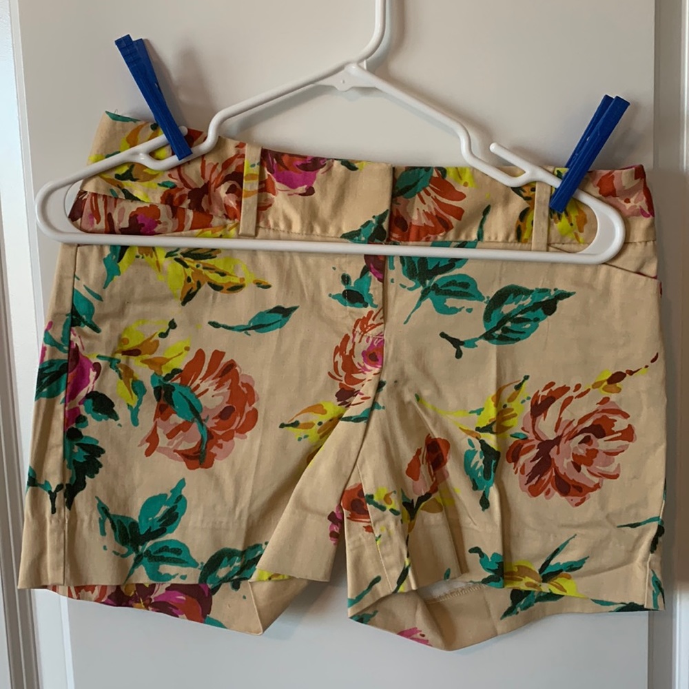 Women’s Floral Cotton Blend Shorts - Beige Multi